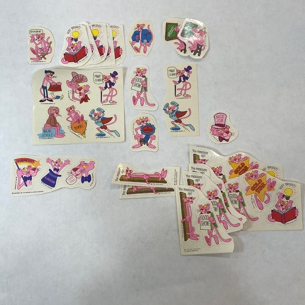 5 for $25 Pink Panther vintage 1979-1981 stickers 38 ct‎